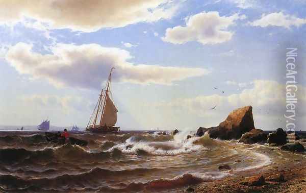 Off Orient Point, Long Island Oil Painting - Mauritz F. H. de Haas