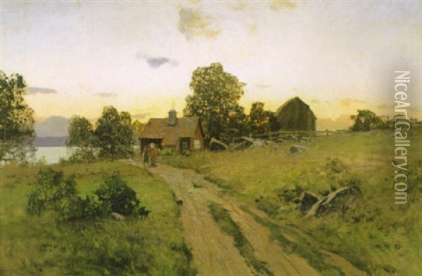 Landsvag I Skymning Oil Painting - Alfred Mauritz Bergstroem