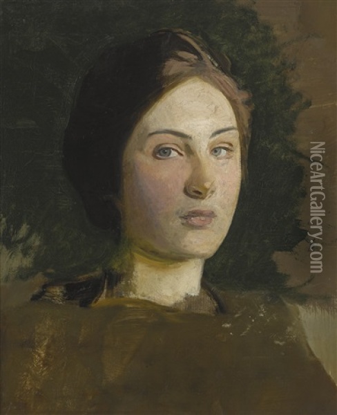 Portrait Of The Artist's Daughter Oil Painting - Abbott Handerson Thayer
