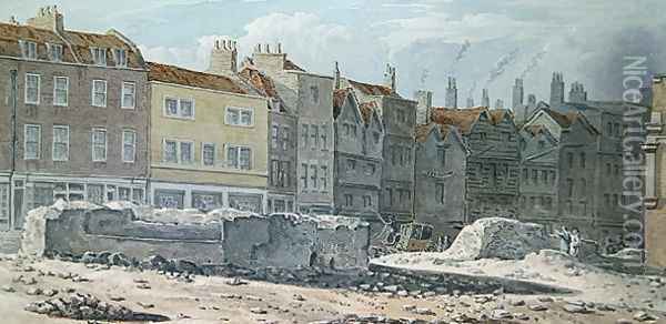 View of the Remains of Old London Wall, 1817 Oil Painting - Robert Blemell Schnebbelie