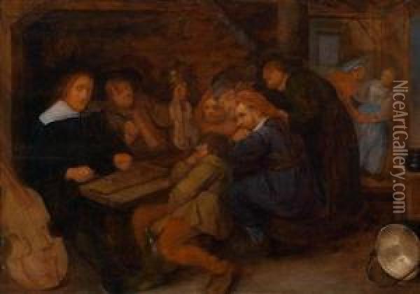 Wirtshausinterieur Mit Musizierenden Personen Oil Painting - Joos van Craesbeeck