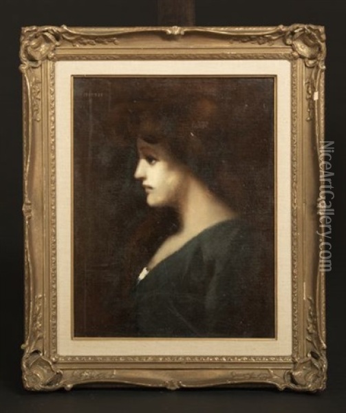 Portrait Of An Auburn-haired Girl (study) Oil Painting - Jean Jacques Henner