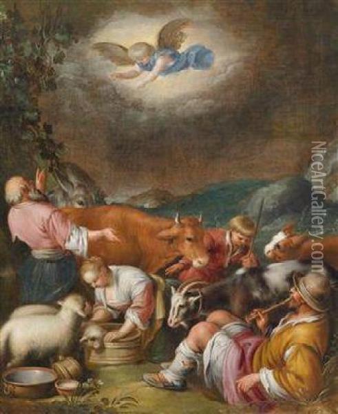 Die Verkundigung An Die Hirten Oil Painting - Jacopo Bassano (Jacopo da Ponte)