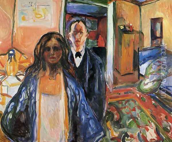The Artist and His Model Oil Painting - Edvard Munch