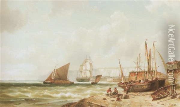 On The Beach Oil Painting - Hermanus Koekkoek the Younger