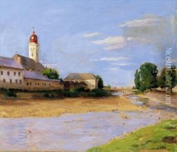 The Banks Of The River Zazar In Nagybanya Oil Painting - Valer Ferenczy
