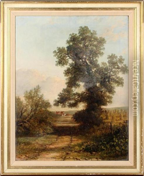 Country Scene With Tree And Cottage Oil Painting - Thomas Creswick