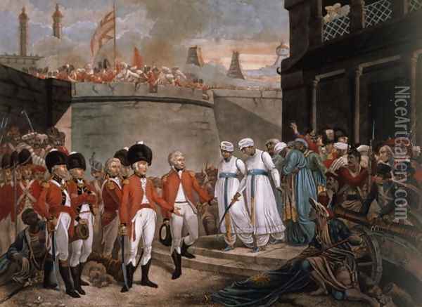 The Surrender of Two Sons of Tippoo Sahib 1749-99 as hostages in reparation for the war against Britain, 1789 Oil Painting - Henry Singleton