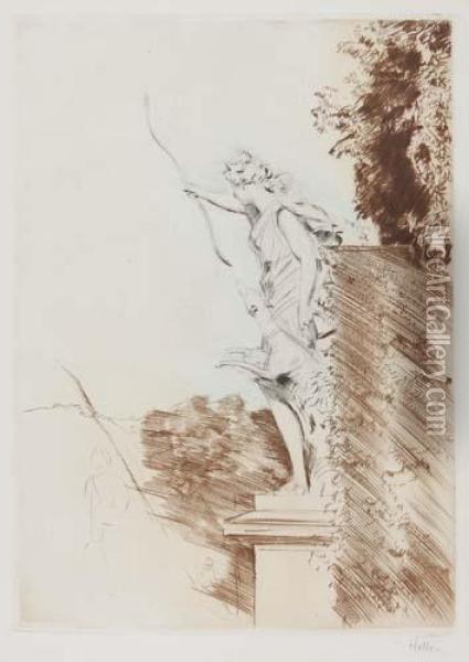 Statue De Diane, Versailles Oil Painting - Paul Cesar Helleu