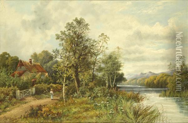 The Riverside Path Oil Painting - John Bates Noel