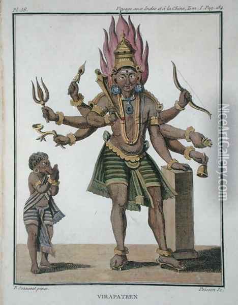 Shiva as Virapatren, Lord with the ill-formed Evil Eye, from Voyage aux Indes et a la Chine by Pierre Sonnerat, engraved by Poisson, published 1782 Oil Painting - Pierre Sonnerat
