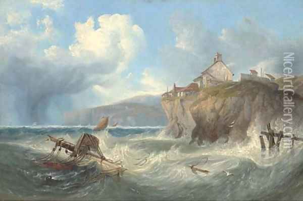 Wreckage in Robin Hood's Bay Oil Painting - James Wilson Carmichael