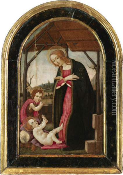 The Madonna And Child With The Infant St. John The Baptist Oil Painting - Master Of The Fiesole Epiphany