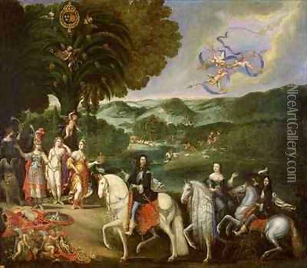 Allegory of the Marriage of Louis XIV 1638-1715 in 1631 Oil Painting - Claude Deruet