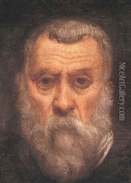 Self-portrait (detail) c. 1588 Oil Painting - Jacopo Tintoretto (Robusti)