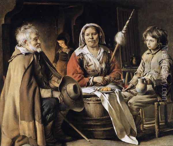 Peasant Interior Oil Painting - Le Nain Brothers