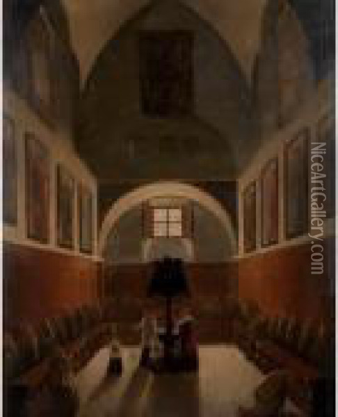 The Interior Of Capuchin Chapel, Near The Piazza Barberini, Rome Oil Painting - Francois-Marius Granet