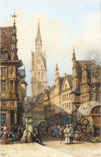 A Street In Hanover Oil Painting - William Wyld