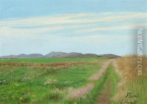 Danish Summer Landscape With View Over Fields Oil Painting - Emilie (Caroline E.) Mundt