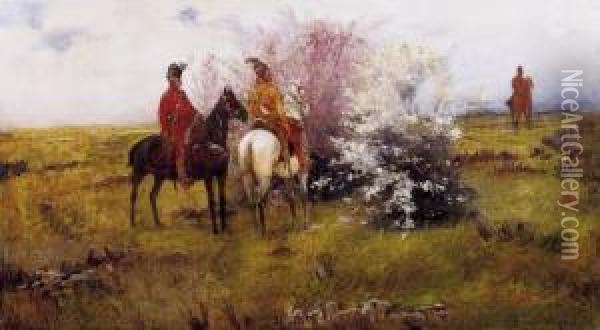 Riders Oil Painting - Laszlo Pataky Von Sospatak