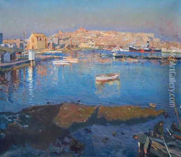 Puerto de Tarragona (Port of Tarragona) Oil Painting - Joaquin Mir Trinxet