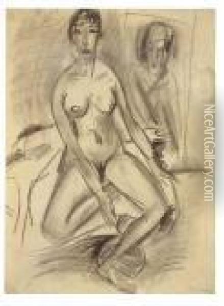 Sitzender Weiblicher Akt (erna) Oil Painting - Ernst Ludwig Kirchner
