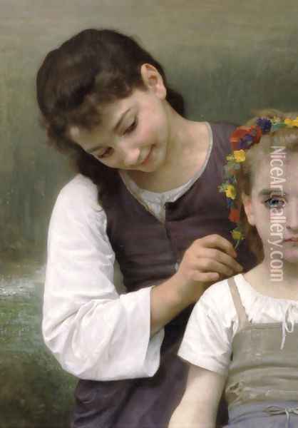 Parure des Champs [detail, left] [The Jewel of the Fields] Oil Painting - William-Adolphe Bouguereau
