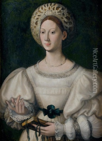Portrait De Dame A La Coiffe Blanche Oil Painting -  Parmigianino