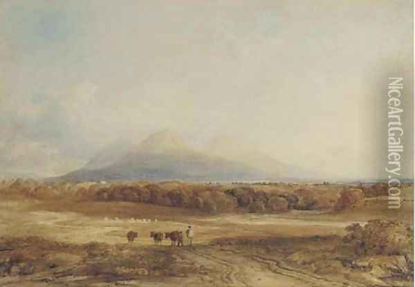 Droving cattle Oil Painting - Anthony Vandyke Copley Fielding
