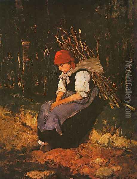 Woman Carrying Faggots (Rozsehordo no) 1873 Oil Painting - Mihaly Munkacsy