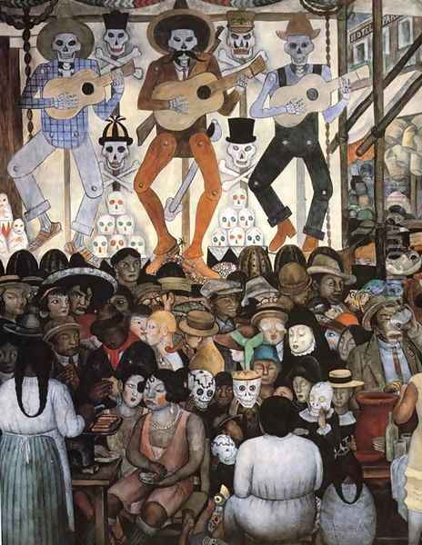 The Day of the Dead(Dark Version) 1924 Oil Painting - Diego Rivera