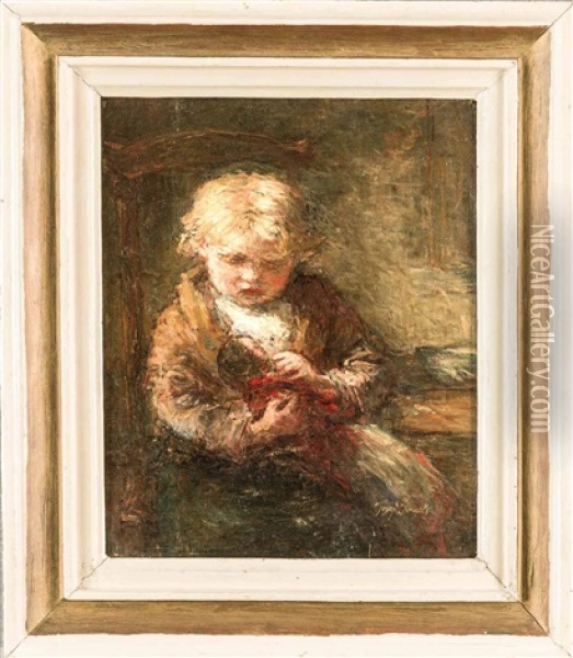 Bildnis Eines Kindes Mit Puppe In Dunkler Stube Oil Painting - Jozef Israels