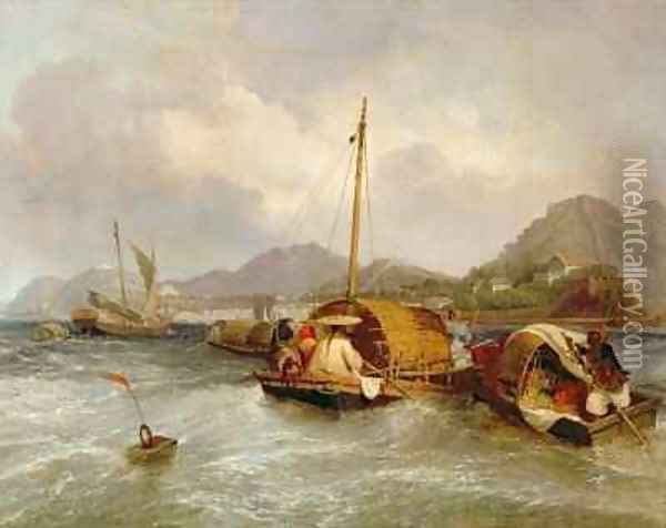 Egg Boats off Macao Oil Painting - William Daniell RA