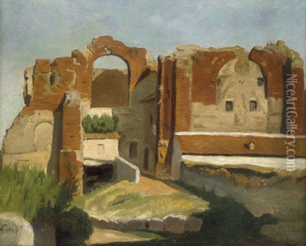 Romische Ruinen Im Abendlicht (thermen Des Caracalla?) Oil Painting - Carl Von Der Hellen