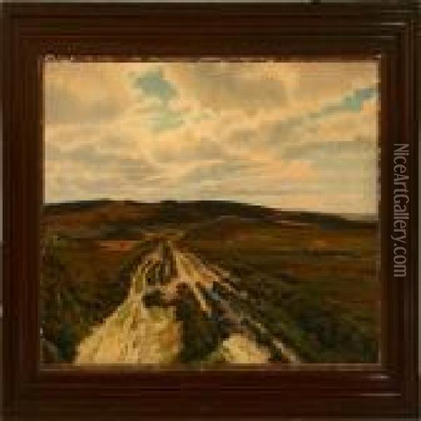 Moor Landscape Witha Hunter Oil Painting - Carl Milton Jensen