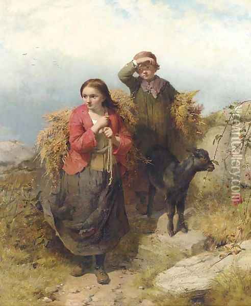 The Fern Gatherers Oil Painting - James John Hill