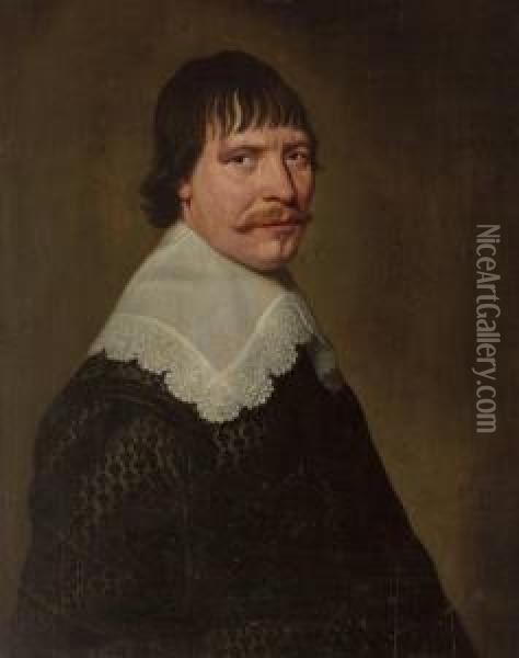 A Portrait Of A Man Oil Painting - Jacob Fransz. Van Der Merck