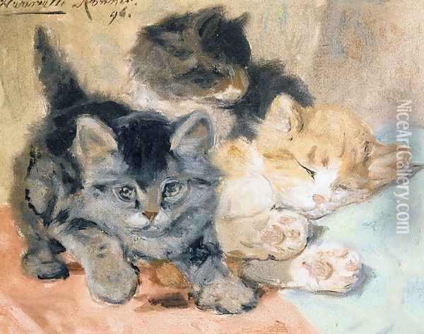 Three Kittens Oil Painting - Henriette Ronner-Knip