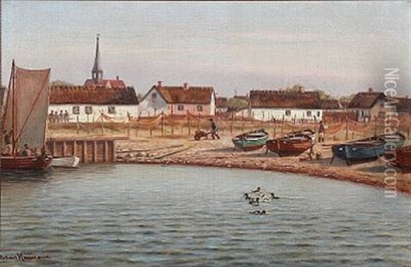 View From The Fishing Village Gilleleje, Denmark Oil Painting - Johan Jens Neumann