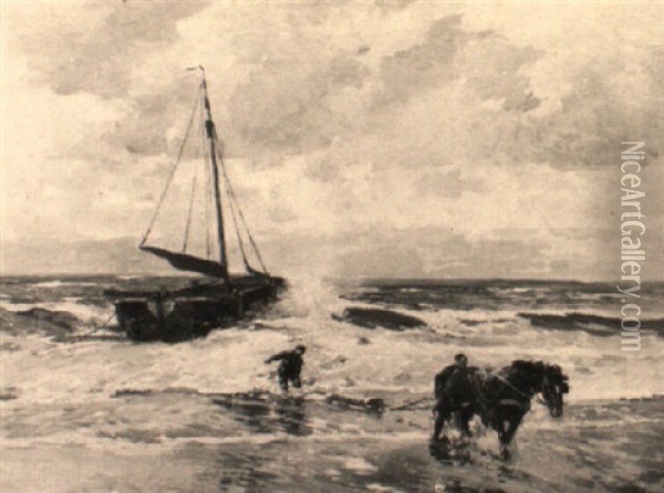 Krabbenfischer Am Strand Oil Painting - Gregor von Bochmann the Elder