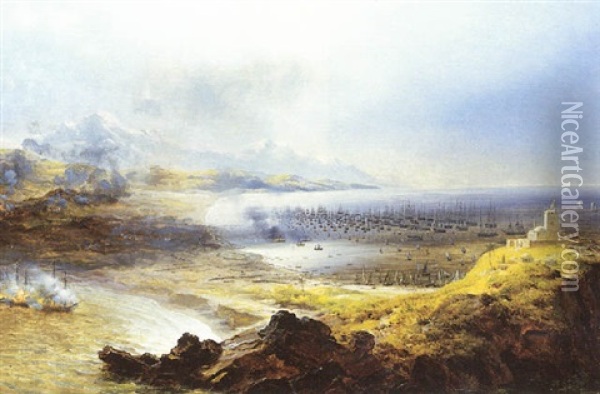 Le Debarquement A Sidi Ferruch, Algerie 1830 Oil Painting - Baron Jean Antoine Theodore Gudin