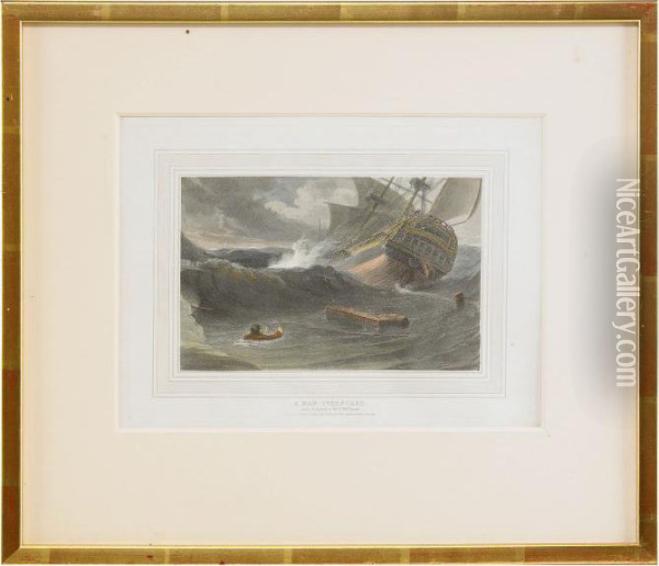 A Man Overboard Oil Painting - William Daniell RA