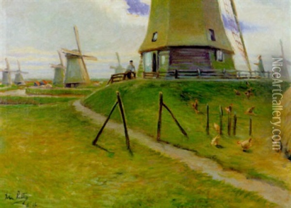 Dutch Landscape Oil Painting - John Rettig