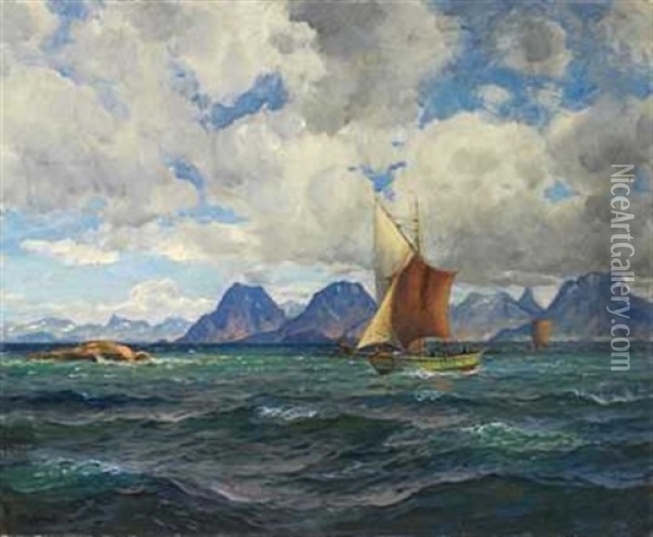 Nordlandsmotiv Oil Painting - Thorolf Holmboe