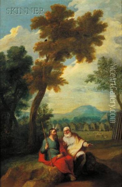 Moses And Aaron Oil Painting - Pierre Le Tellier