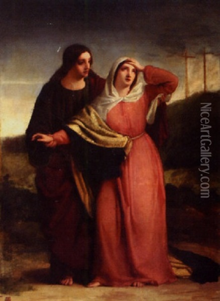 Mary And The Beloved Disciple Oil Painting - William Charles Thomas Dobson