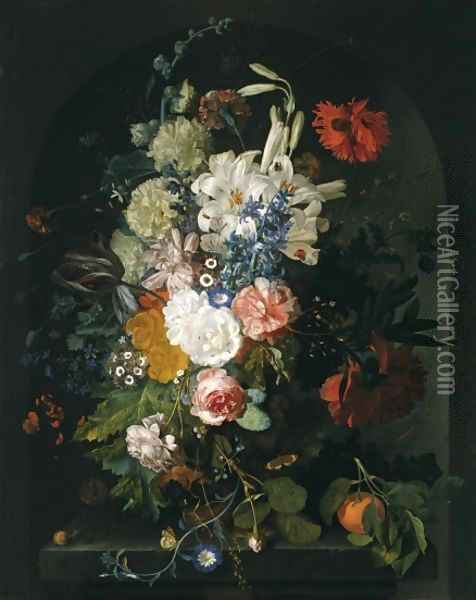 Bouquet of Flowers Oil Painting - Jan Van Huysum
