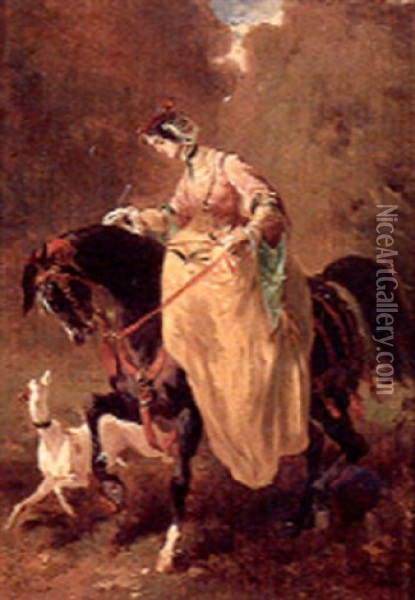 Amazone Au Levier Oil Painting - Alfred De Dreux