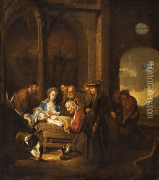 The Adoration Of The Shepherds Oil Painting - Ferdinand Bol