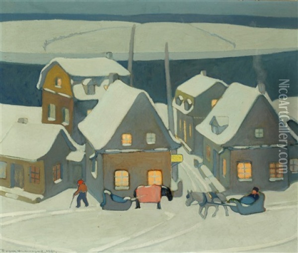 Winter Evening Oil Painting - Frank Charles Hennessey
